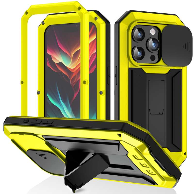 For iPhone 15 Pro Max R-JUST Sliding Camera IP54 Life Waterproof Holder Phone Case(Silver)