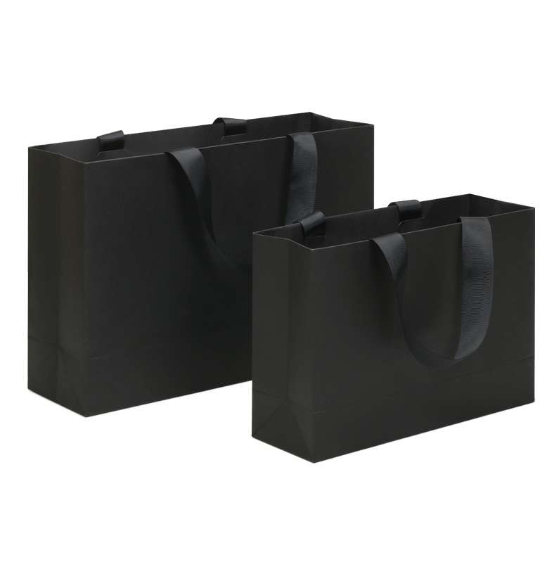 Black Shopping Kraft Paper Bag Handbag, Size:XL