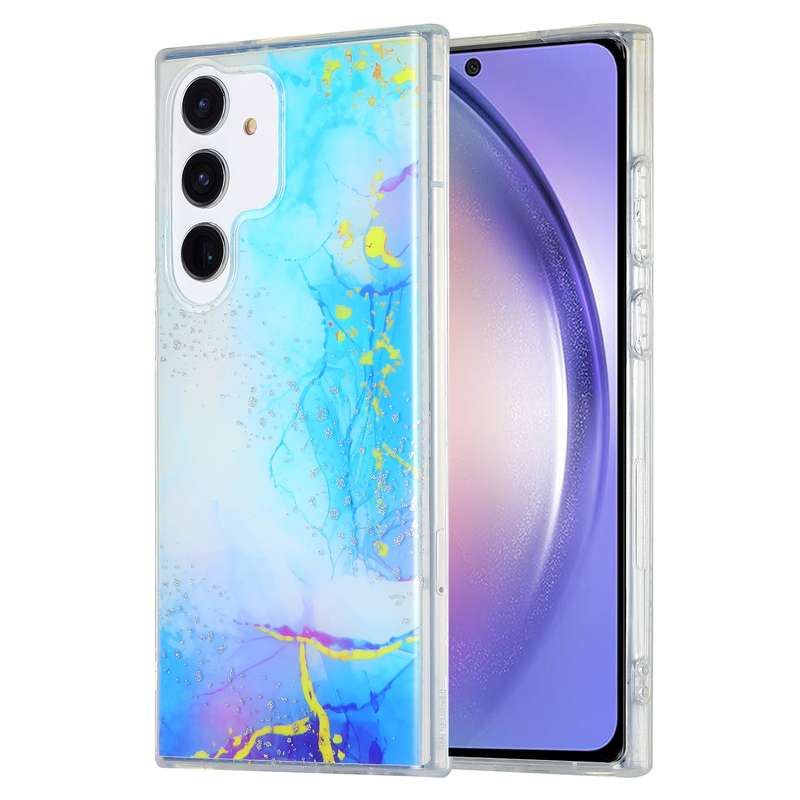 For Samsung Galaxy A54 5G Dual-side IMD Marble Phone Case(White Green)