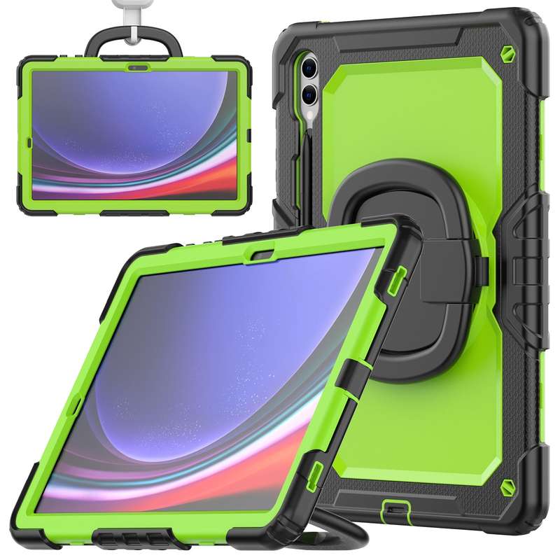 For Samsung Galaxy Tab S9+ / S10+ D Type Silicone Hybrid PC Tablet Case with Handle Holder(Light Blu