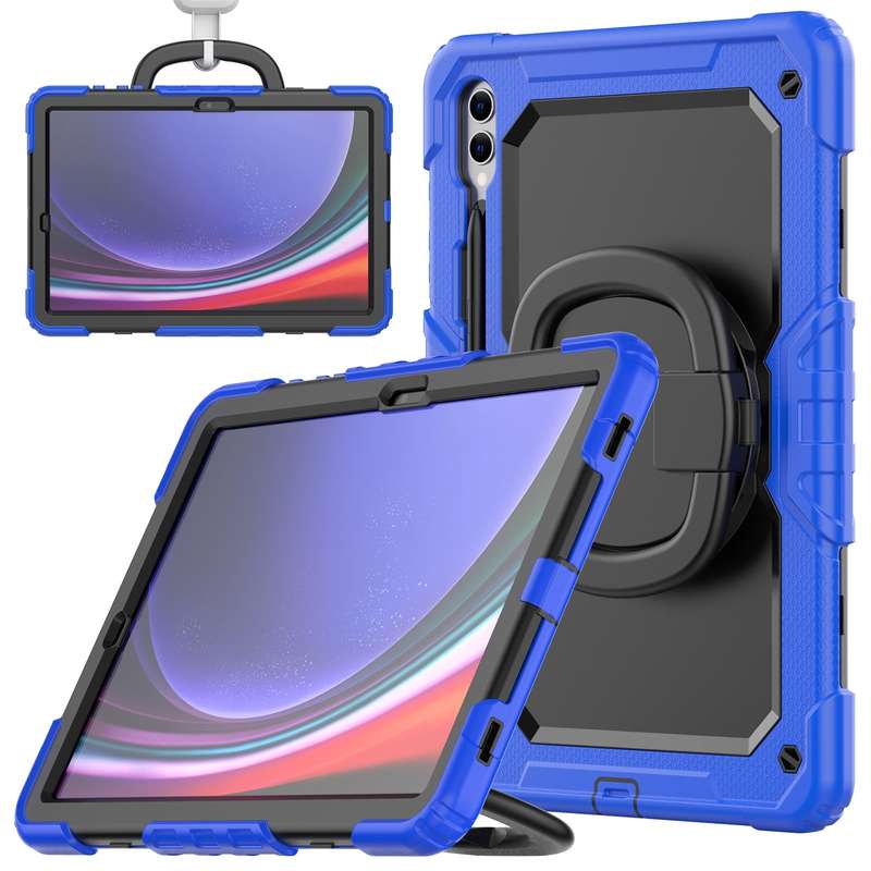 For Samsung Galaxy Tab S9+ / S10+ D Type Silicone Hybrid PC Tablet Case with Handle Holder(Light Blu