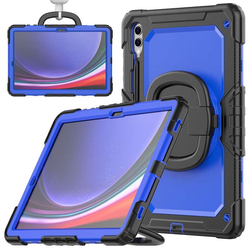 For Samsung Galaxy Tab S9+ / S10+ D Type Silicone Hybrid PC Tablet Case with Handle Holder(Light Blu