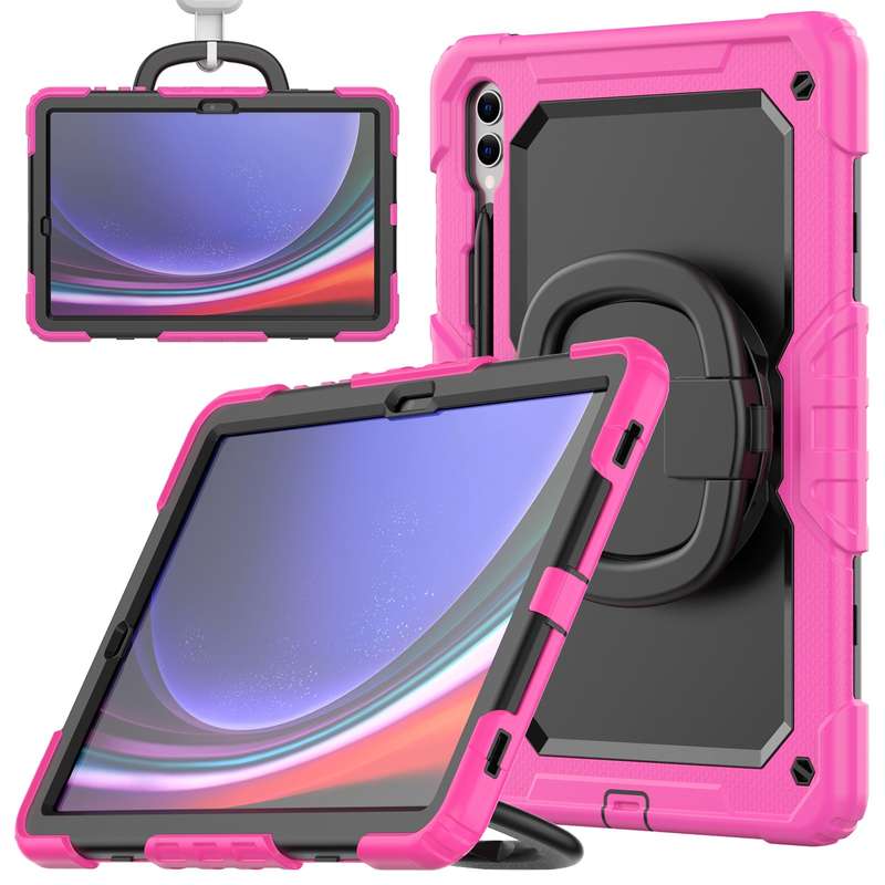 For Samsung Galaxy Tab S9+ / S10+ D Type Silicone Hybrid PC Tablet Case with Handle Holder(Light Blu