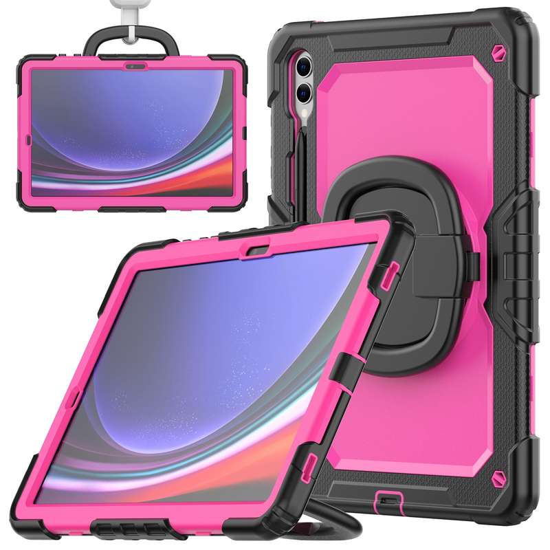 For Samsung Galaxy Tab S9+ / S10+ D Type Silicone Hybrid PC Tablet Case with Handle Holder(Light Blu