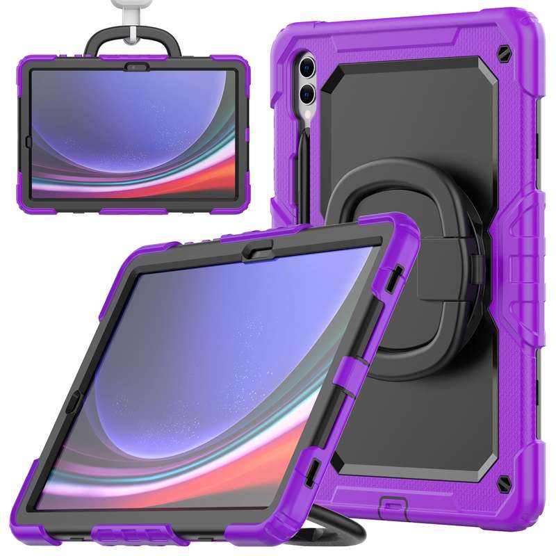 For Samsung Galaxy Tab S9+ / S10+ D Type Silicone Hybrid PC Tablet Case with Handle Holder(Light Blu