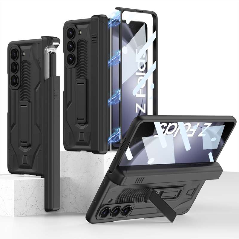 For Samsung Galaxy Z Fold5 GKK Integrated Folding Battle Shell PC Phone Case with Pen Box(Black)