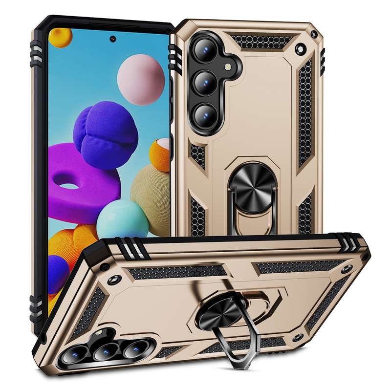 For Samsung Galaxy A35 5G Shockproof TPU + PC Phone Case with Holder(Black)