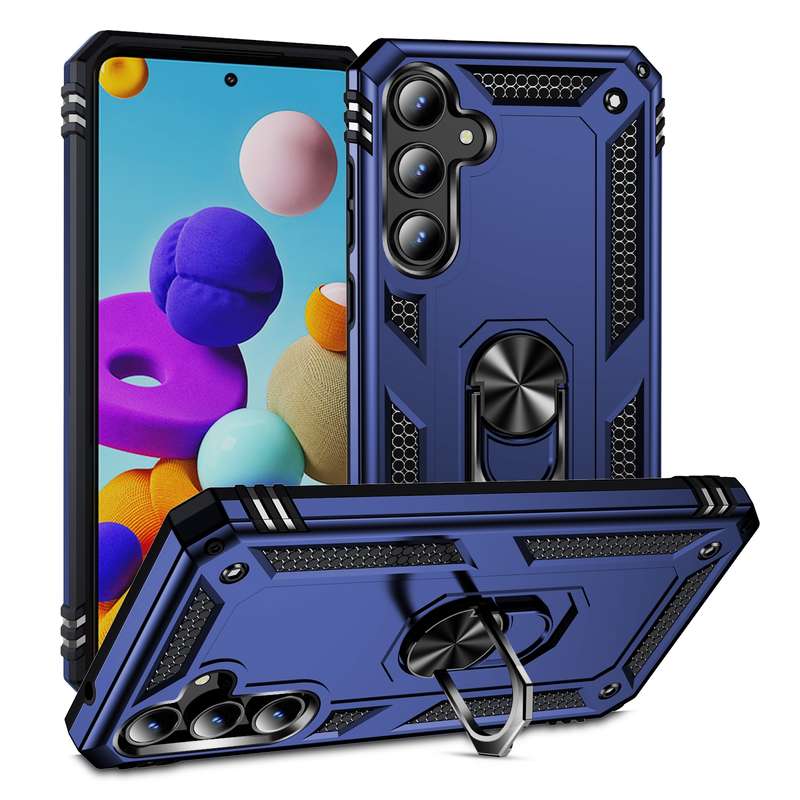 For Samsung Galaxy A35 5G Shockproof TPU + PC Phone Case with Holder(Black)