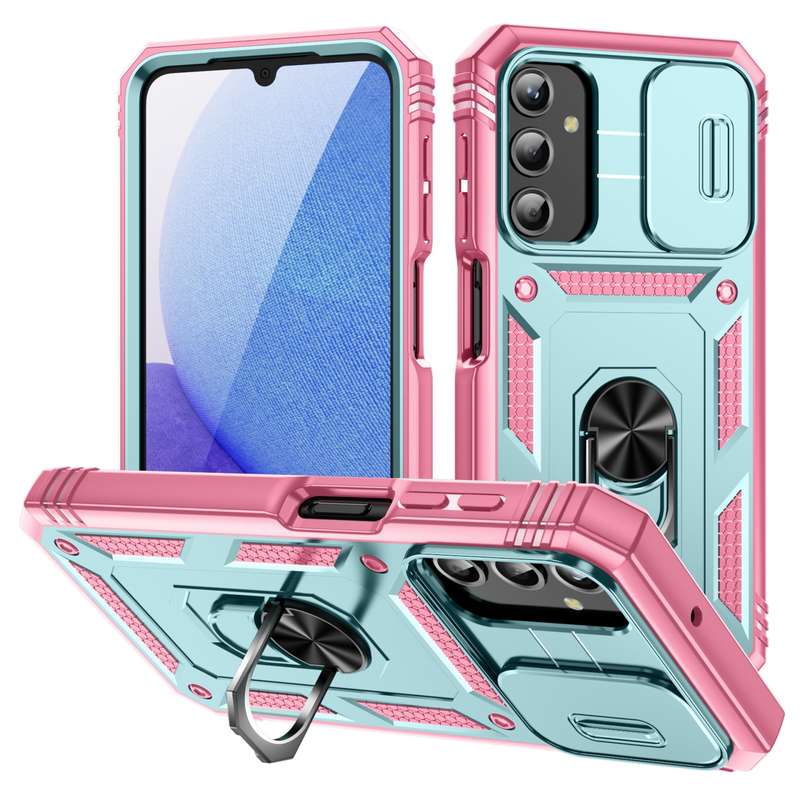 For Samsung Galaxy A25 5G Sliding Camshield TPU + PC Phone Case with Holder(Black)
