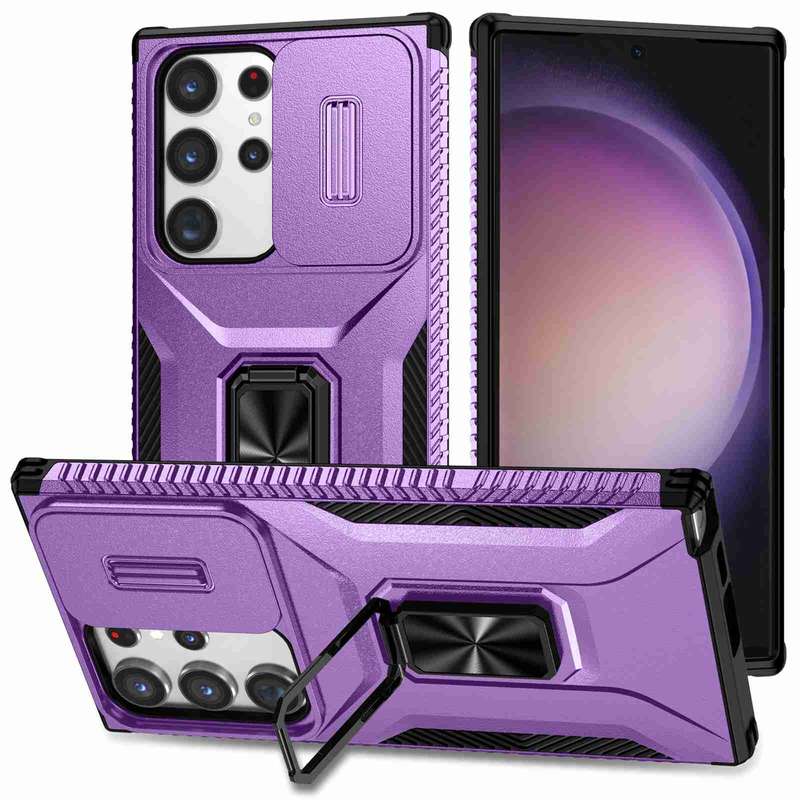 For Samsung Galaxy S23 Ultra 5G Sliding Camshield Holder Phone Case(Black)