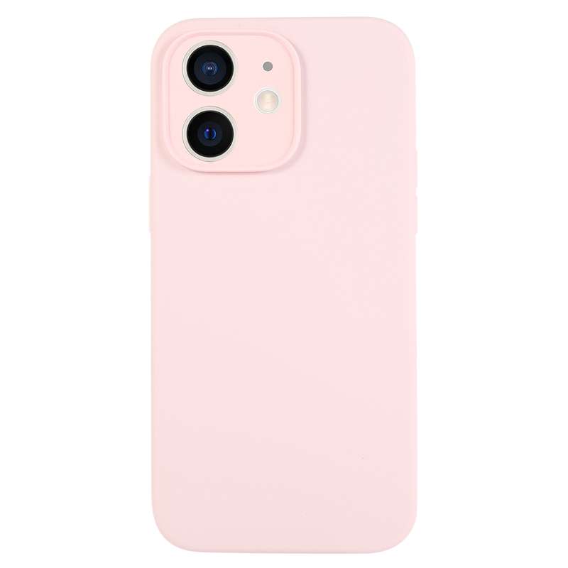 For iPhone 12 Pure Color Liquid Silicone Fine Pore Phone Case(Fresh Pink)