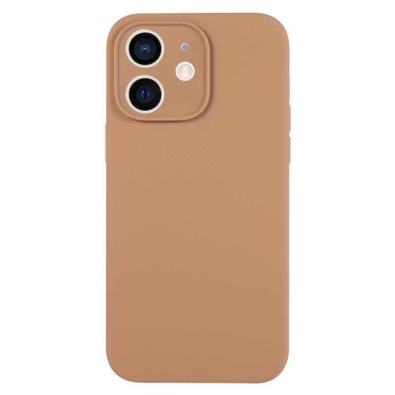 For iPhone 12 Pure Color Liquid Silicone Fine Pore Phone Case(Fresh Pink)