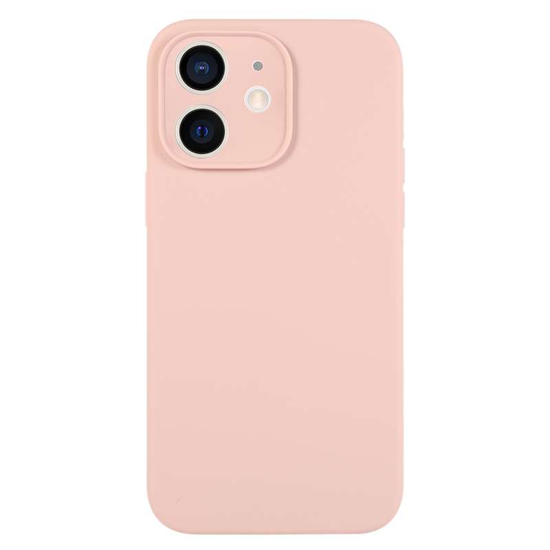 For iPhone 12 Pure Color Liquid Silicone Fine Pore Phone Case(Fresh Pink)