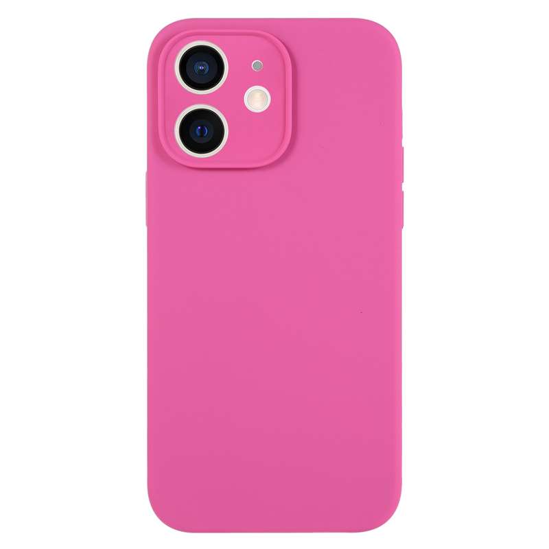 For iPhone 12 Pure Color Liquid Silicone Fine Pore Phone Case(Fresh Pink)