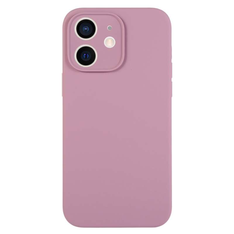 For iPhone 12 Pure Color Liquid Silicone Fine Pore Phone Case(Fresh Pink)