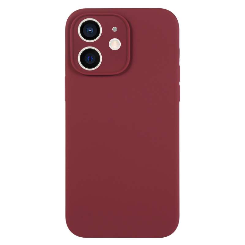 For iPhone 12 Pure Color Liquid Silicone Fine Pore Phone Case(Fresh Pink)