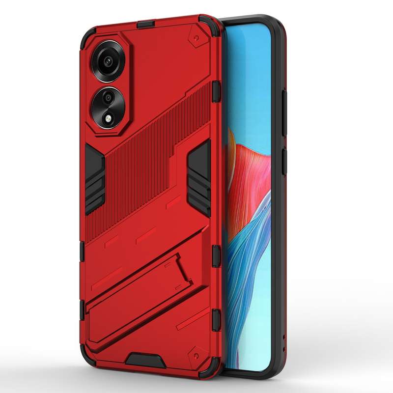 For OPPO A78 4G Punk Armor 2 in 1 PC + TPU Phone Case with Holder(Black)
