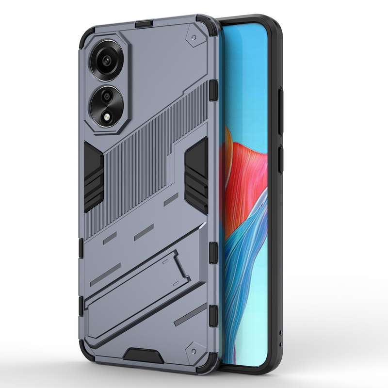For OPPO A78 4G Punk Armor 2 in 1 PC + TPU Phone Case with Holder(Black)