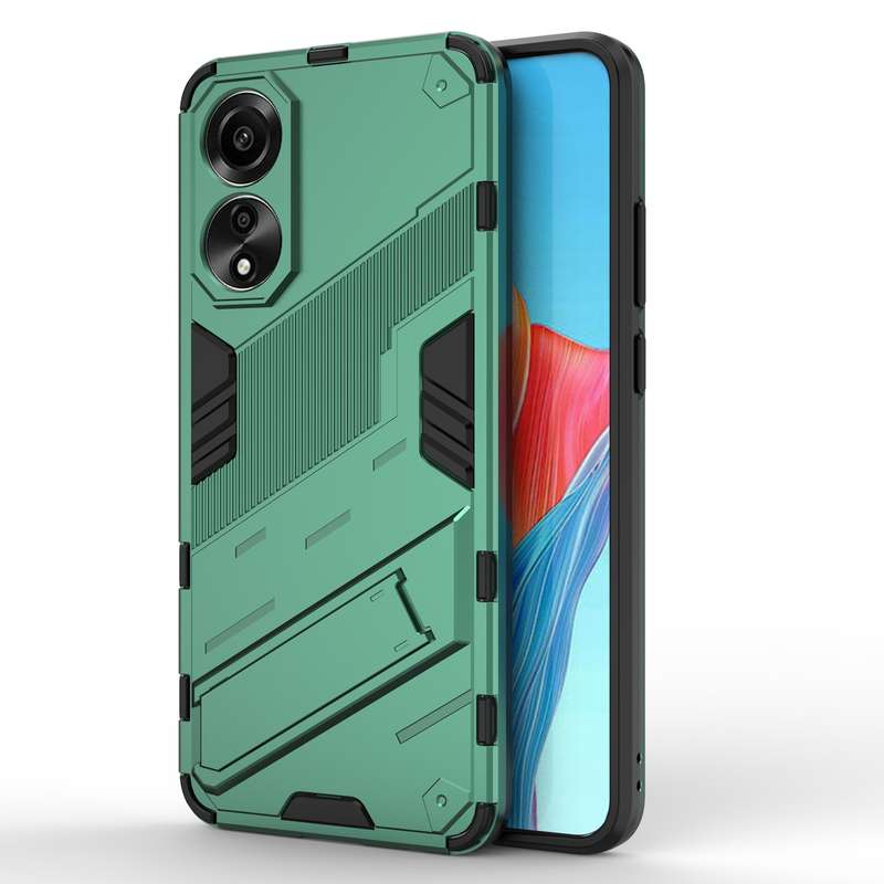 For OPPO A78 4G Punk Armor 2 in 1 PC + TPU Phone Case with Holder(Black)