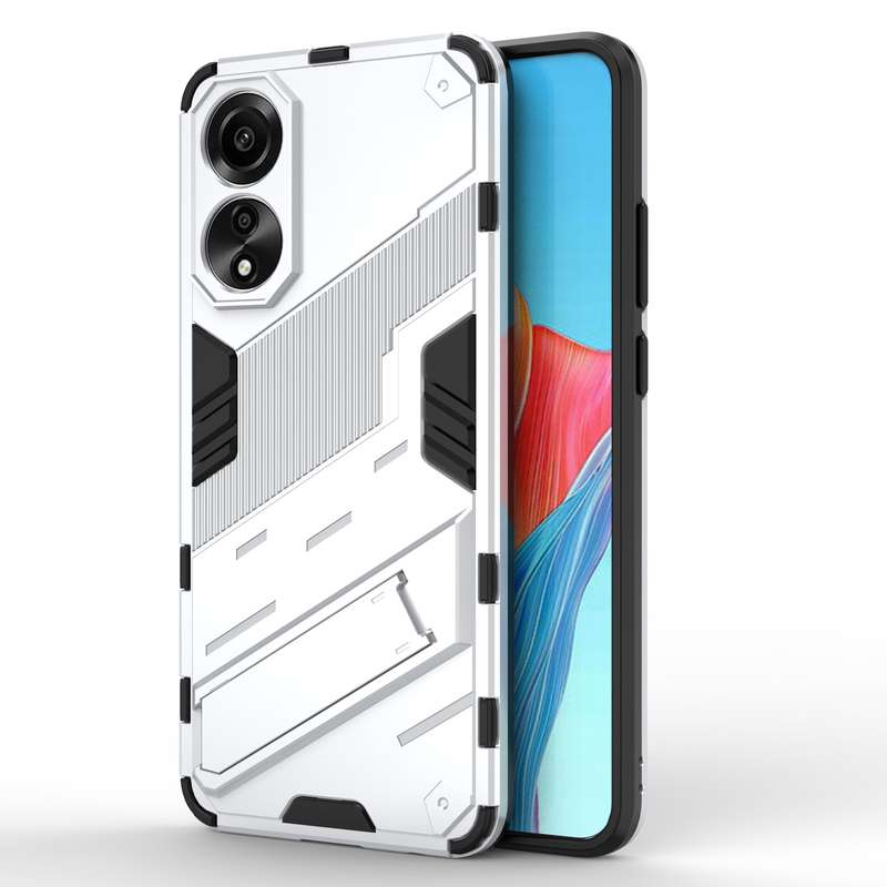 For OPPO A78 4G Punk Armor 2 in 1 PC + TPU Phone Case with Holder(Black)