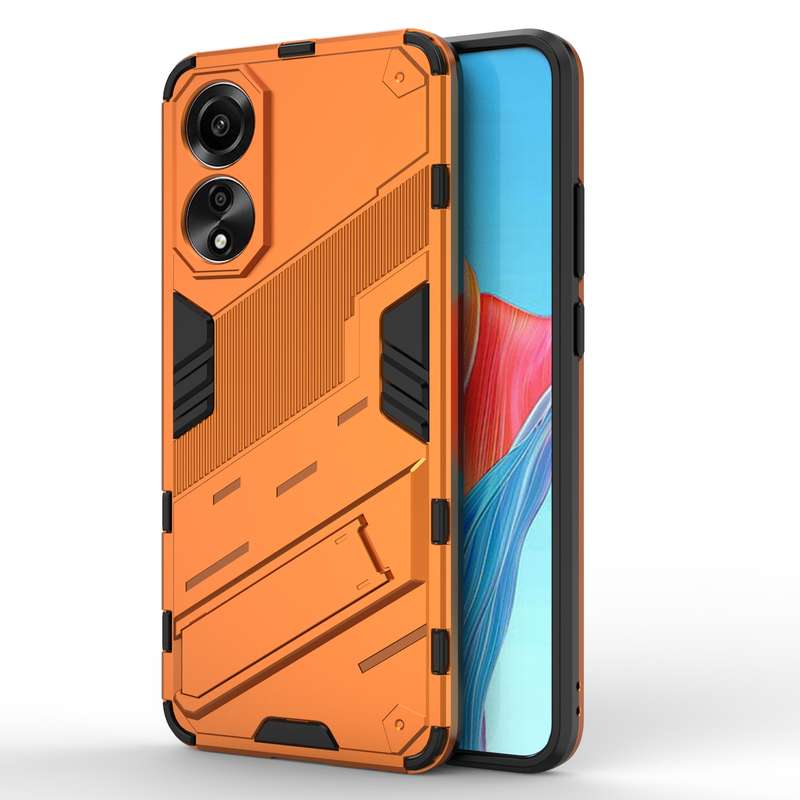 For OPPO A78 4G Punk Armor 2 in 1 PC + TPU Phone Case with Holder(Black)