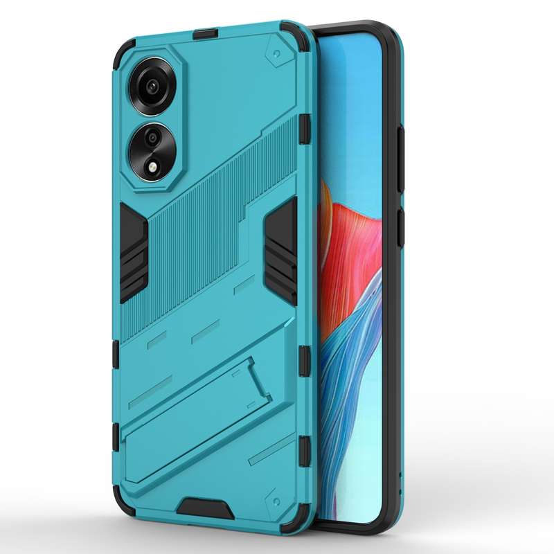 For OPPO A78 4G Punk Armor 2 in 1 PC + TPU Phone Case with Holder(Black)