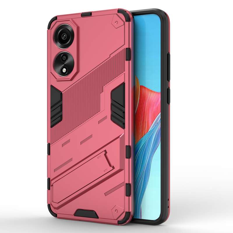 For OPPO A78 4G Punk Armor 2 in 1 PC + TPU Phone Case with Holder(Black)