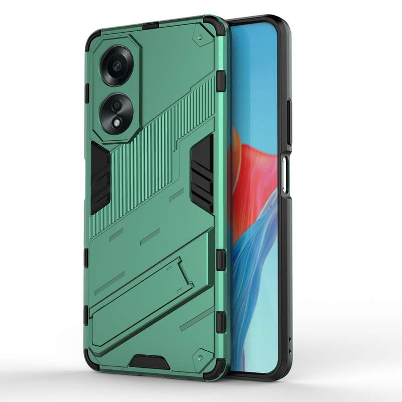 For OPPO A58 4G Global Punk Armor 2 in 1 PC + TPU Phone Case with Holder(Green)