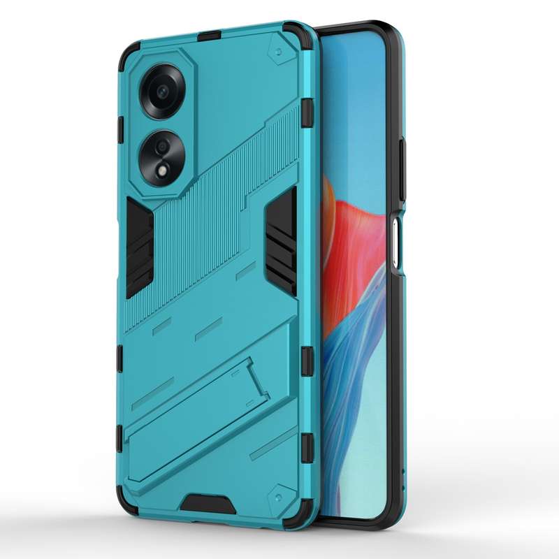 For OPPO A58 4G Global Punk Armor 2 in 1 PC + TPU Phone Case with Holder(Green)