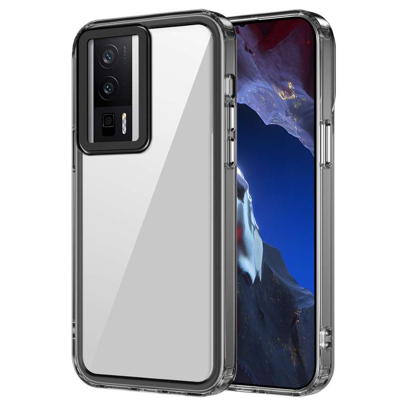 For Xiaomi Poco F5 Pro Transparent Acrylic + TPU Shockproof Phone Case(Transparent Black)