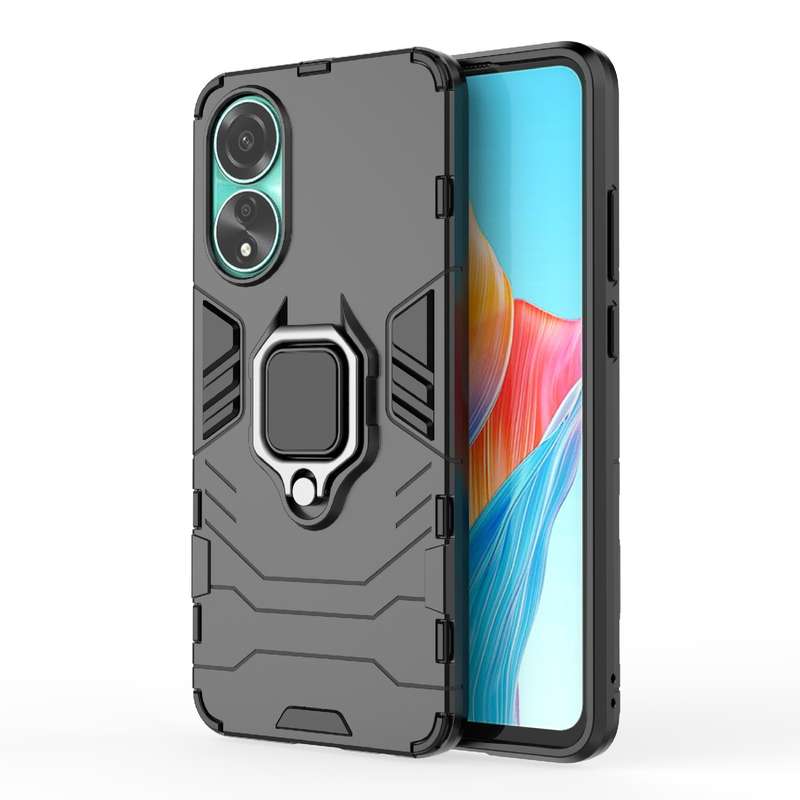 For OPPO A78 4G Shockproof PC + TPU Holder Phone Case(Navy Blue)