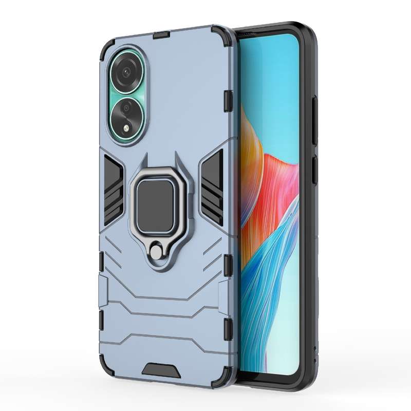 For OPPO A78 4G Shockproof PC + TPU Holder Phone Case(Navy Blue)