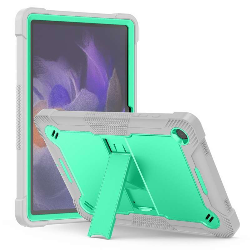 For Samsung Galaxy Tab A9+ Shockproof Silicone Hybrid PC Tablet Case with Holder(Black)