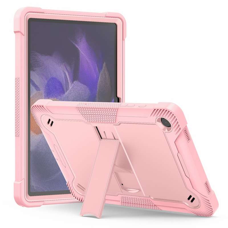 For Samsung Galaxy Tab A9+ Shockproof Silicone Hybrid PC Tablet Case with Holder(Black)