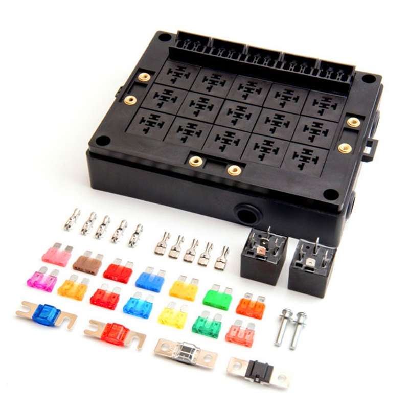 40A Car New Energy Multi-Way Fuse Relay Box Fuse Holder with 15pcs Fuse Blades, Style:5 Pin