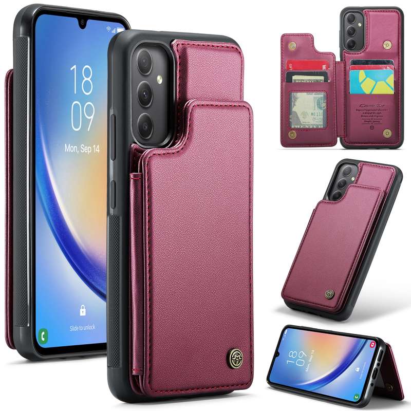 For Samsung Galaxy A34 5G CaseMe C22 Card Slots Holder RFID Anti-theft Phone Case(Black)