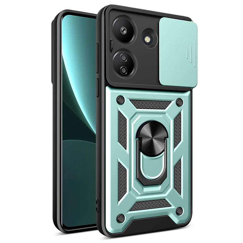 For Xiaomi Redmi 13C 4G Sliding Camera Cover Design TPU Hybrid PC Phone Case(Red)
