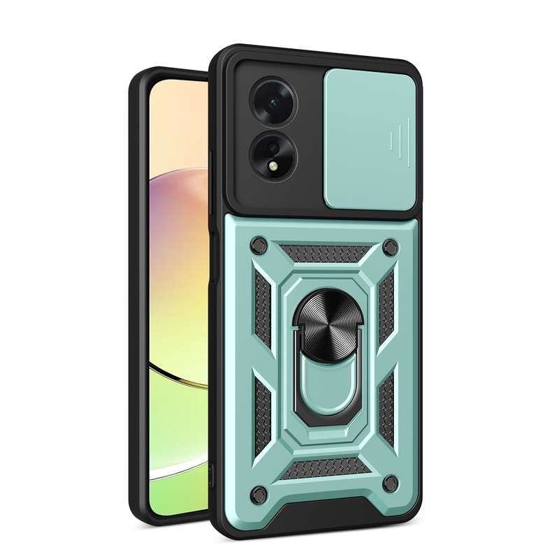 For OPPO A38 4G Global Sliding Camera Cover Design TPU Hybrid PC Phone Case(Gold)