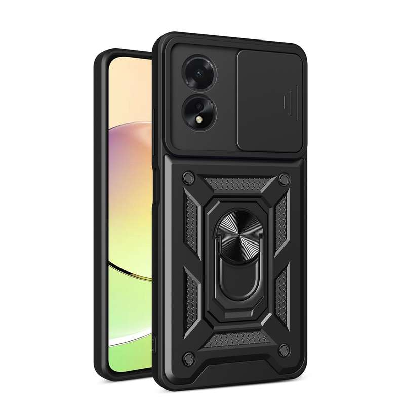 For OPPO A38 4G Global Sliding Camera Cover Design TPU Hybrid PC Phone Case(Gold)