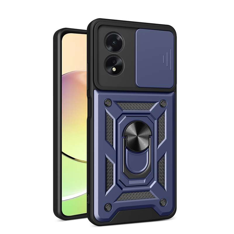 For OPPO A38 4G Global Sliding Camera Cover Design TPU Hybrid PC Phone Case(Gold)