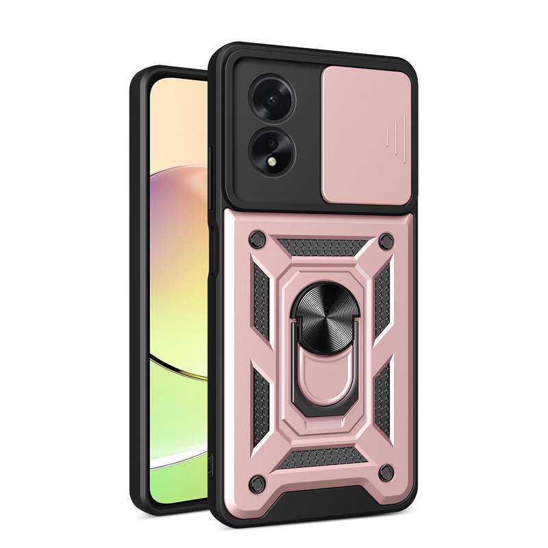 For OPPO A38 4G Global Sliding Camera Cover Design TPU Hybrid PC Phone Case(Gold)