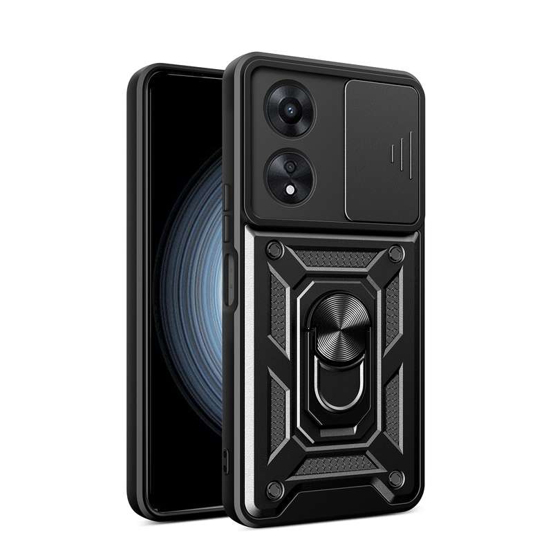 For OPPO A58 4G Global Sliding Camera Cover Design TPU Hybrid PC Phone Case(Blue)