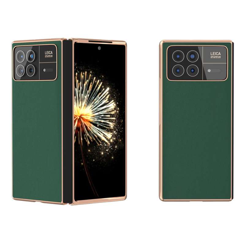 For Xiaomi Mix Fold 3 Genuine Leather Silk Series Nano Plating Phone Case(Dark Green)