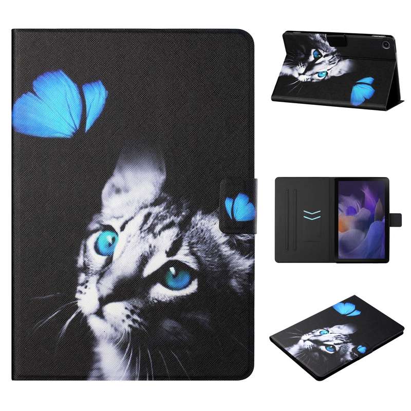 For Samsung Galaxy Tab A9 Colored Drawing Horizontal Flip PU Tablet Case with Sleep / Wake-up Functi