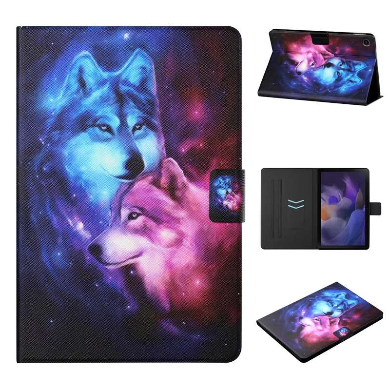 For Samsung Galaxy Tab A9 Colored Drawing Horizontal Flip PU Tablet Case with Sleep / Wake-up Functi