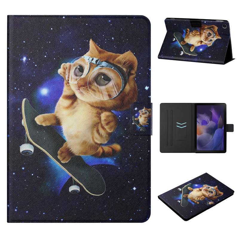 For Samsung Galaxy Tab A9 Colored Drawing Horizontal Flip PU Tablet Case with Sleep / Wake-up Functi