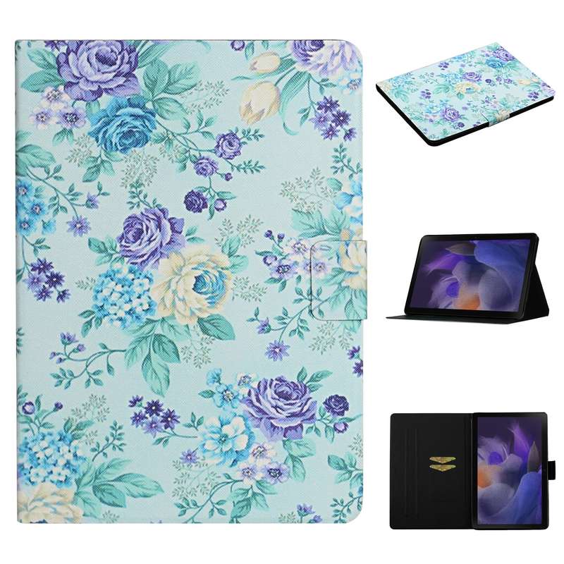 For Samsung Galaxy Tab A9 Colored Drawing Horizontal Flip PU Tablet Case with Sleep / Wake-up Functi