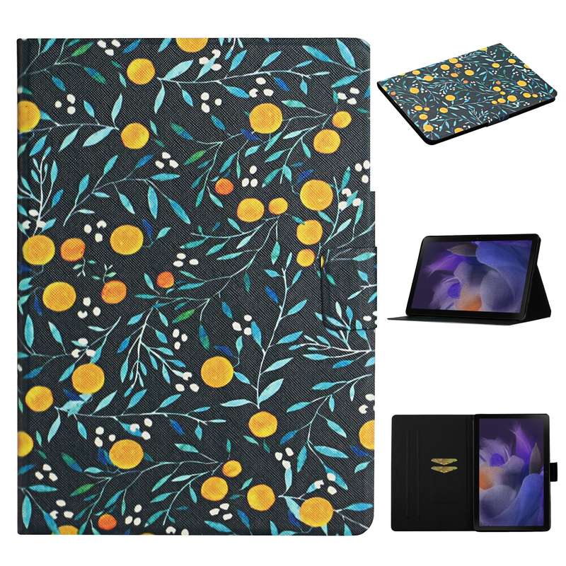 For Samsung Galaxy Tab A9 Colored Drawing Horizontal Flip PU Tablet Case with Sleep / Wake-up Functi