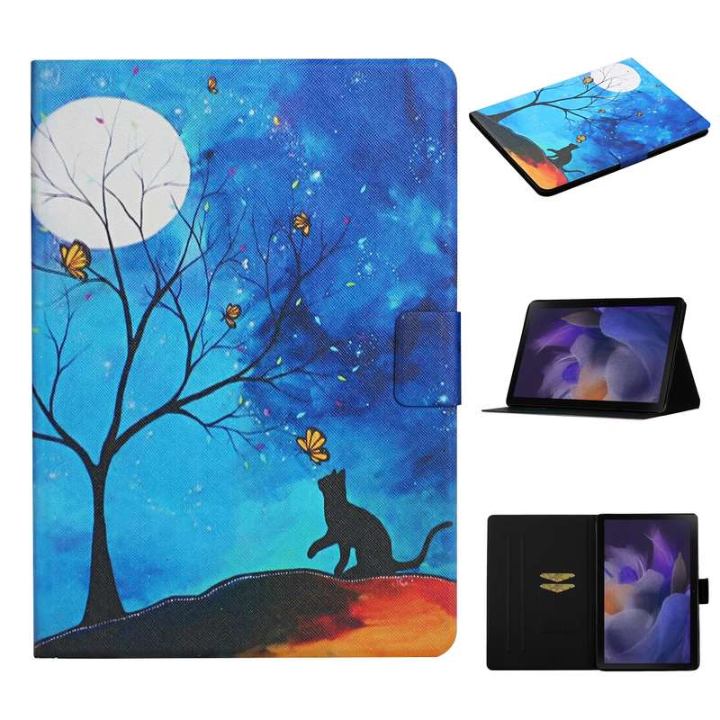 For Samsung Galaxy Tab A9 Colored Drawing Pattern Horizontal Flip PU Tablet Case with Sleep / Wake-u