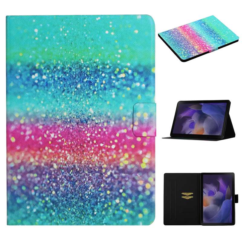 For Samsung Galaxy Tab A9 Colored Drawing Pattern Horizontal Flip PU Tablet Case with Sleep / Wake-u